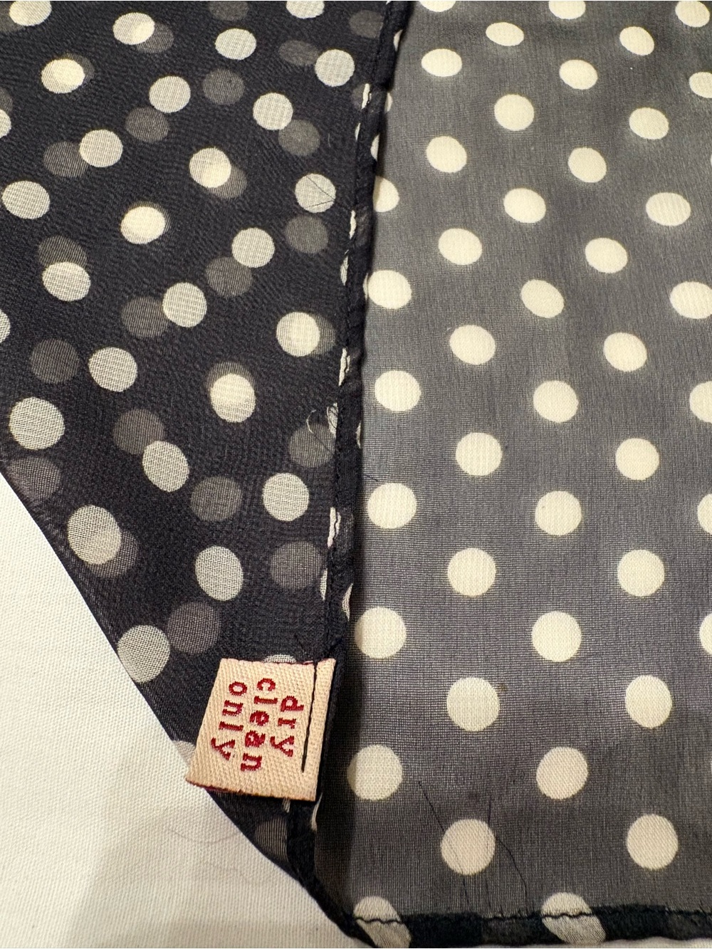 Polka Dot Chiffon Neck Scarf - Black & Cream - Picture 4 of 5